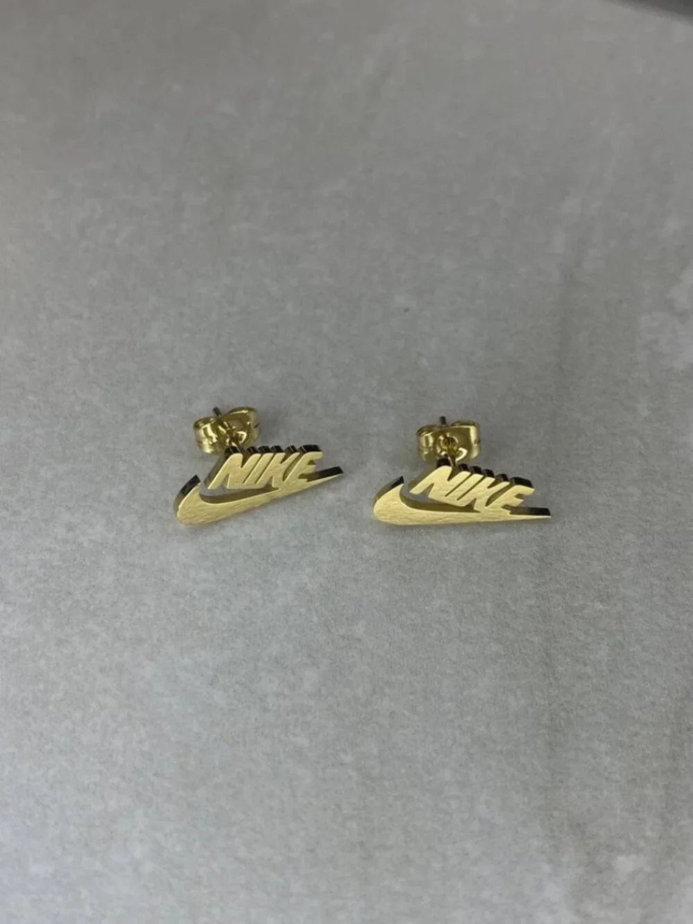 Gold Nike Earrings - Gold Studs - Unisex - Y2K